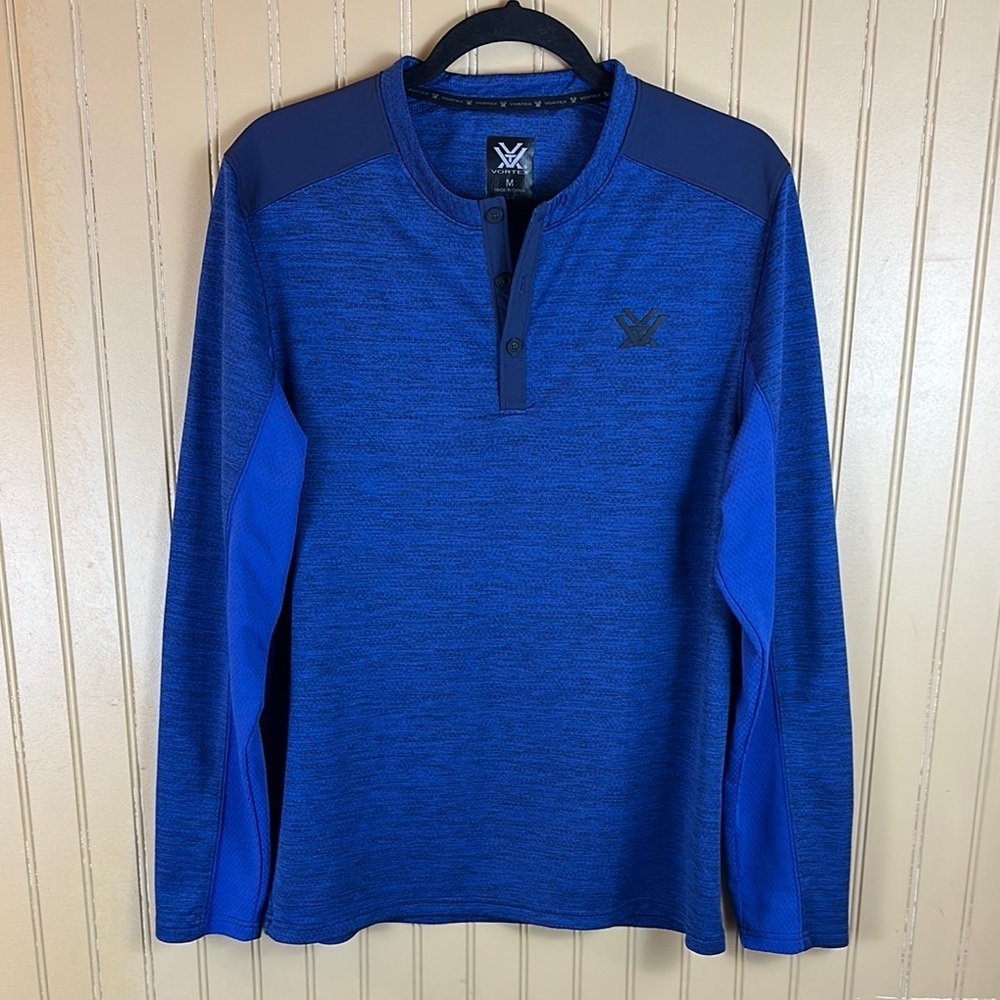 Vortex Optics Men's Northern Heights Henley Long Sleeve Shirts, Blue Size M